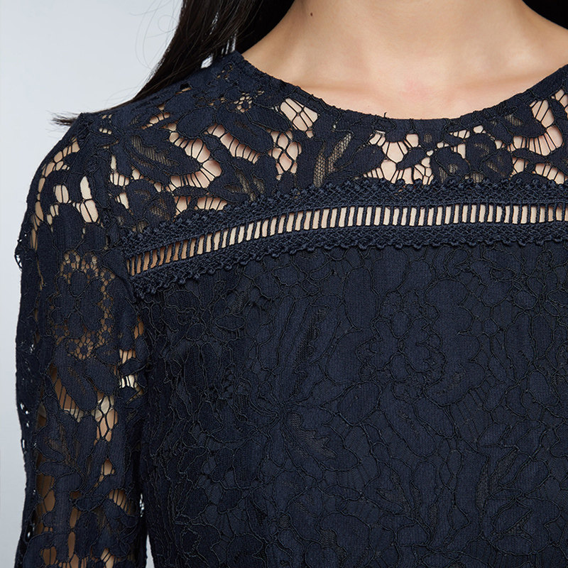 【断码s】艾格新款修身长袖女连衣裙 艾格银座连衣裙