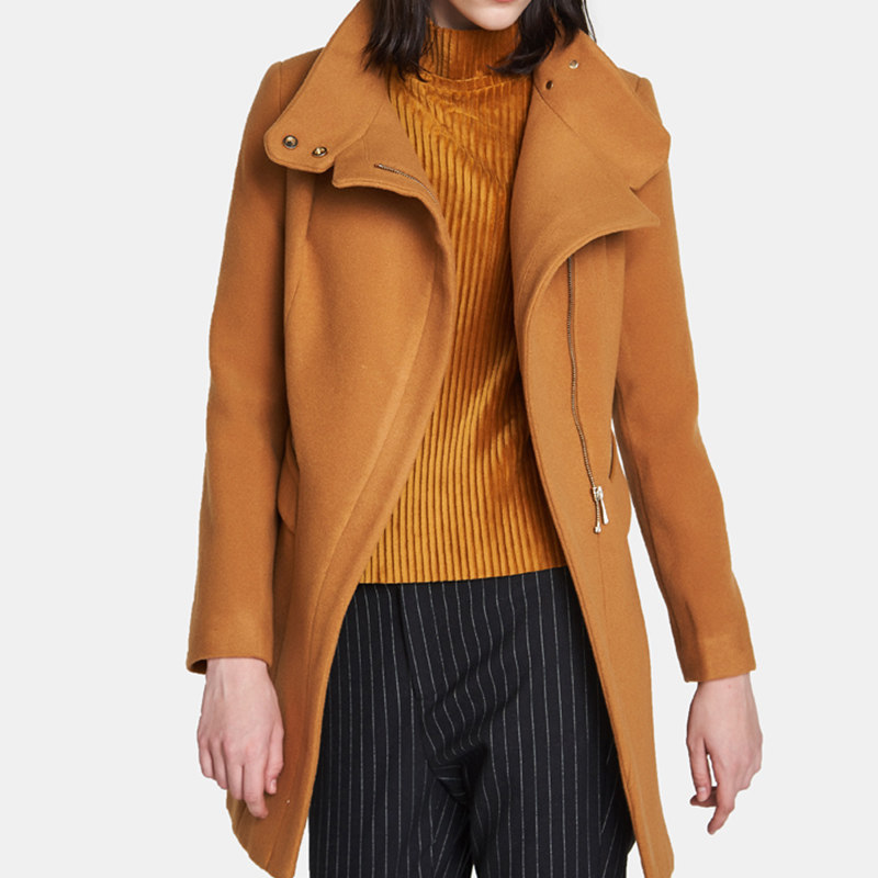 艾格春秋季新品羊毛百搭修身大衣 艾格银座毛呢外套