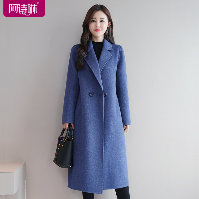 Red double -sided cashmere coat wool woolen woolen long -sided double -sided woolen woolen coat suit high -end temperament women's clothing