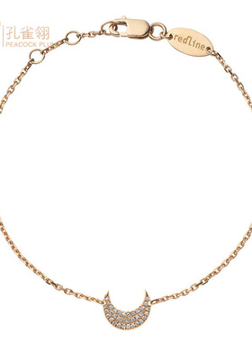 红绳女士镶嵌克拉钻石月亮手链