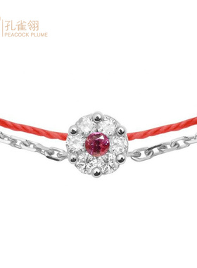 红绳女士克拉圆形钻石时尚风手链