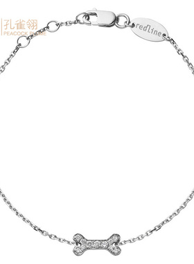 红绳女士镶钻克拉骨头吊坠手链