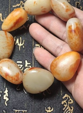 洒金皮籽料原石手链男款玉手串