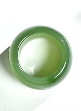 天然和田玉扳指碧玉菠菜绿戒指男士大气大拇指满绿玉石指环带证书