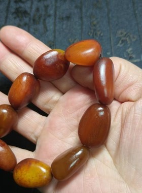 枣红皮籽料原石手链手串