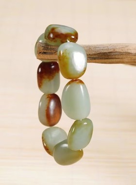 枣红皮籽料原石手串手链