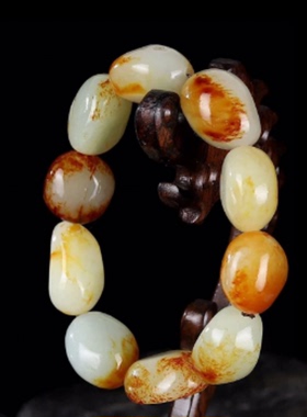 红沁皮随形原石籽料手串手链