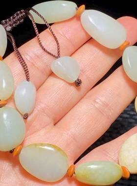 羊脂级白玉原石籽料手串手链