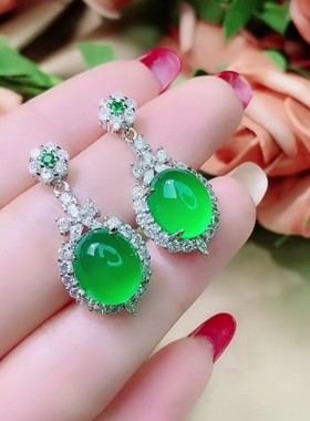 天然起光绿玉髓晚宴款项链