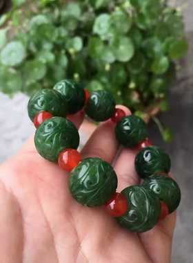 老料菠菜绿碧玉时来运转手链手串