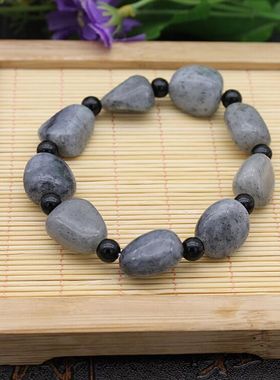 水墨青花随形原石籽料手链手串