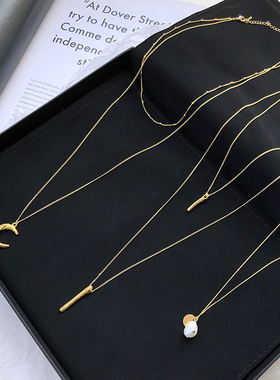 法式多层金属中长款天然淡水珍珠