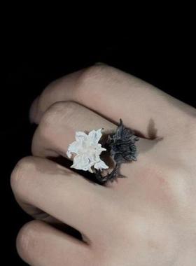 黑白曼陀罗双相情感障碍戒指