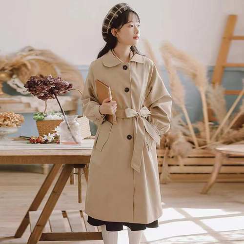 chic风衣外套女2025春秋季新款韩版学生显瘦小个子中长款宽松大衣 - 图2