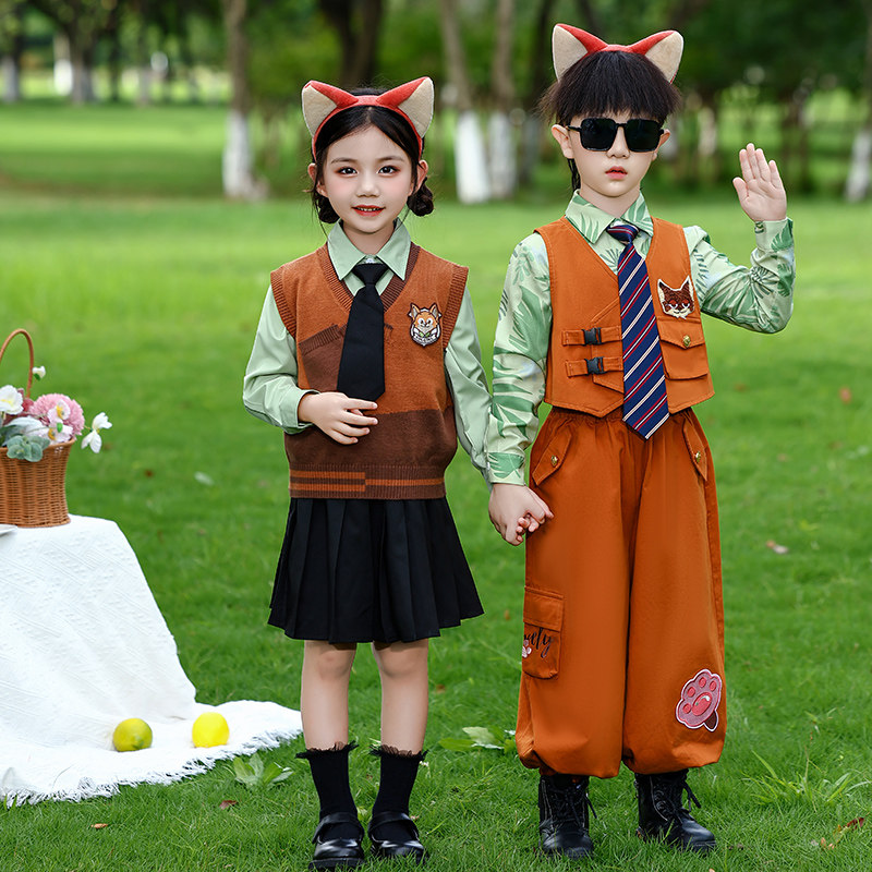 男童套装疯狂动物城尼克狐狸演出服女童朱迪兔子警官儿童cos服装,淘宝优惠券,粉丝福利购,淘宝优惠卷