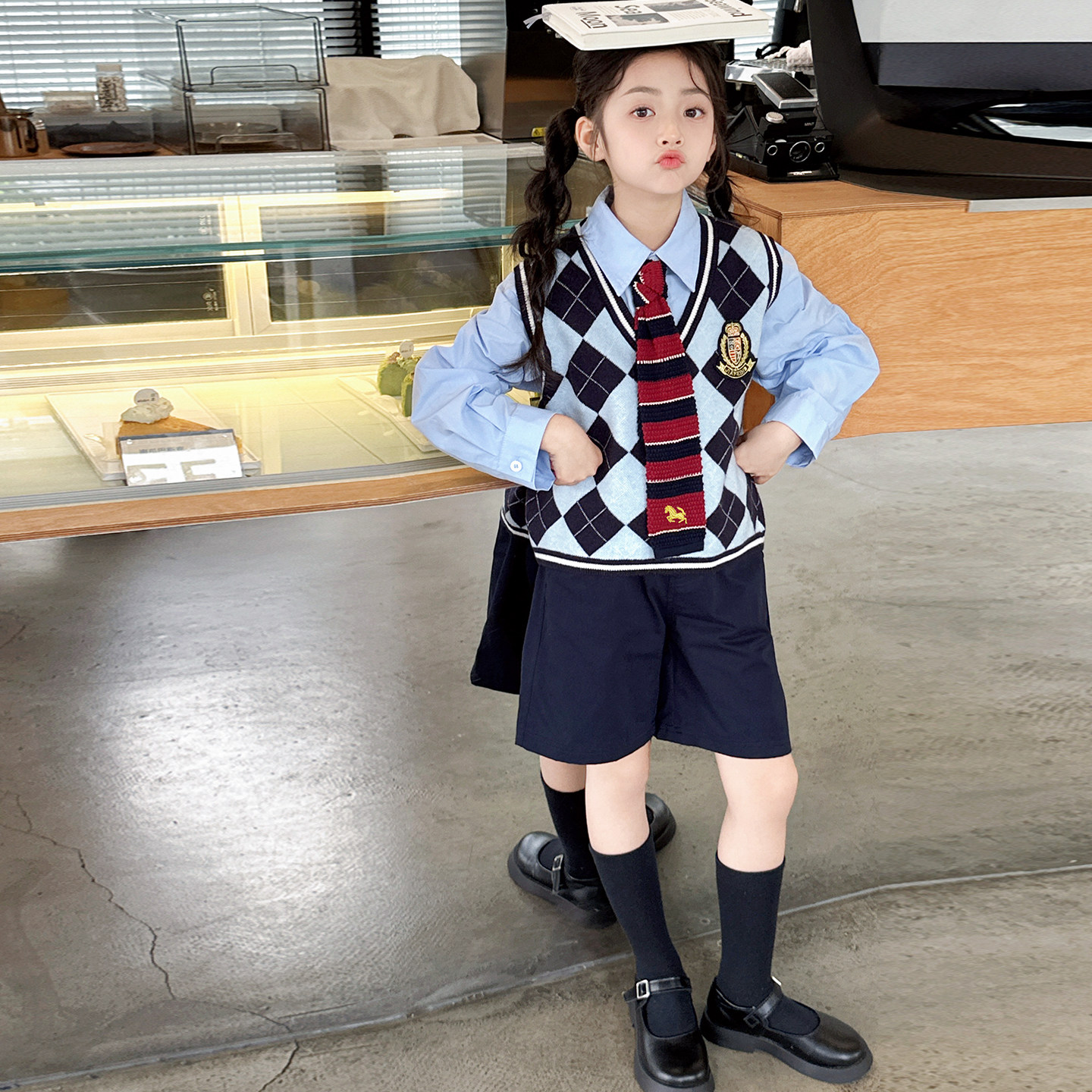 女童园服校服学院风演出服春秋儿童jk马甲衬衫中裤三件套班服,淘宝优惠券,粉丝福利购,淘宝优惠卷