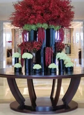 酒店大堂花台物业展厅入户大圆桌售楼处端景台展会风水台装饰摆台