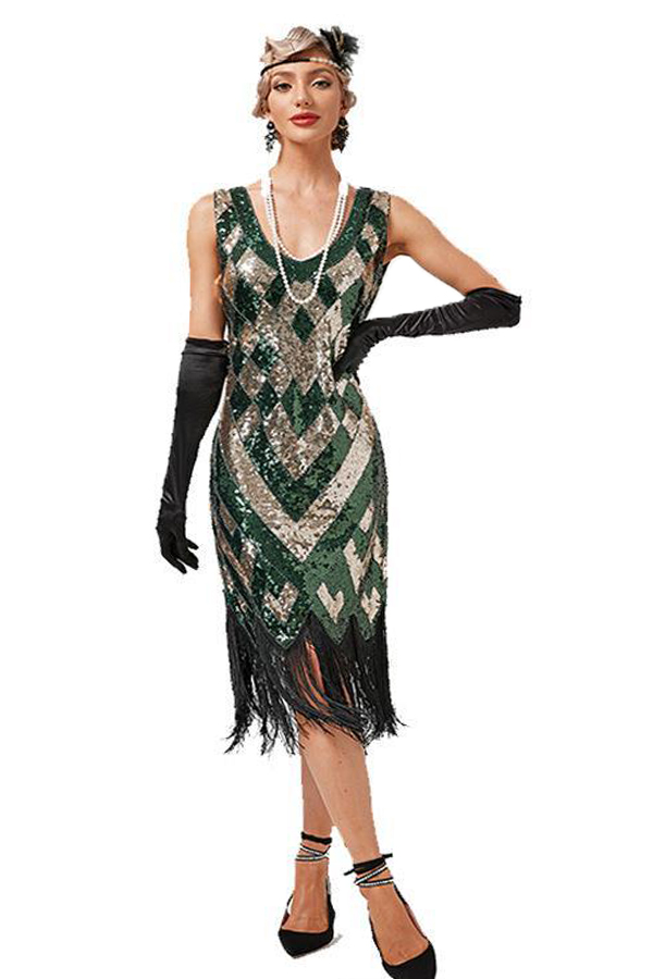 Flapper Dress 1920s Gatsby Party Dresses盖茨比风格连衣裙子-图1