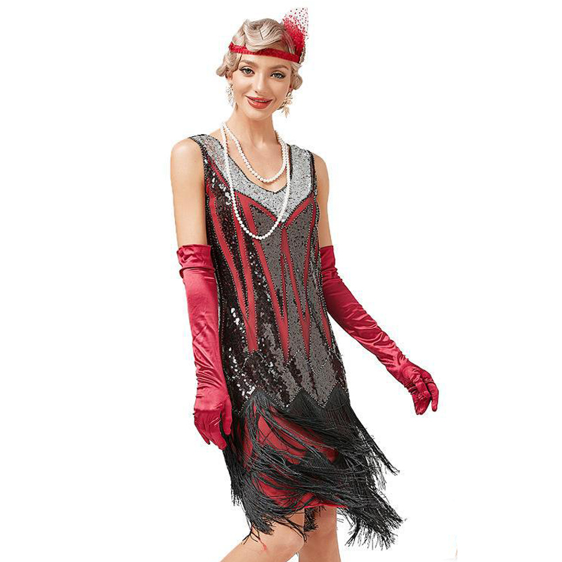 Flapper Dresses 1920s Gatsby Roaring 20s盖茨比舞会连衣裙复古-图0