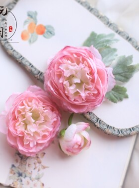 仿烫花牡丹绢花唐风氛围感绢布花