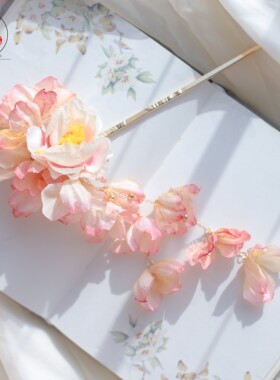 沅思阁发簪绢花古风长流苏汉服