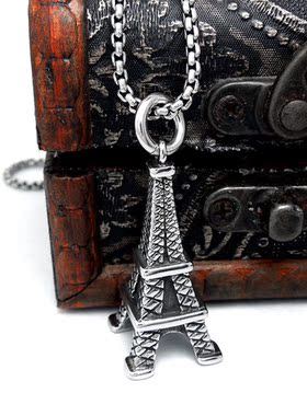 AH7钛钢巴黎埃菲尔铁塔男女情侣项链 潮流个性吊坠 法国浪漫礼物