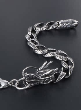 AH7钛钢霸气生肖龙头手链男士