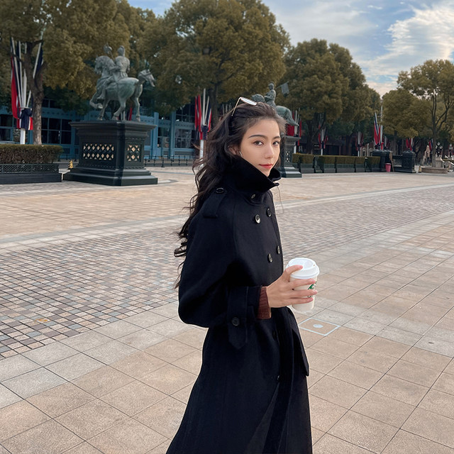 Warm and slim double-sided woolen coat with stand collar