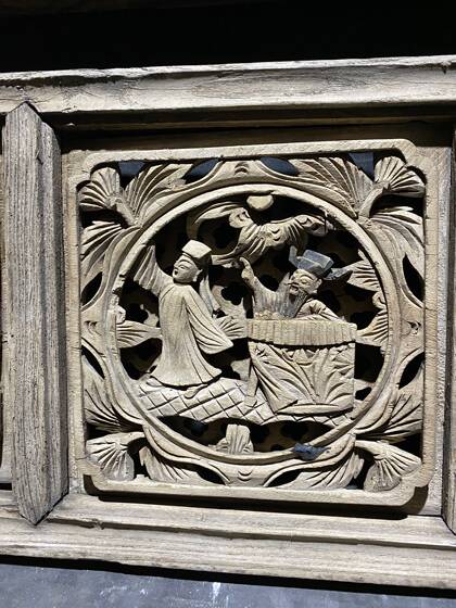 Ming Dynasty flower and grass pattern old wood carving figure flower window old wood carving antique antique collection pendant hanging screen club teahouse