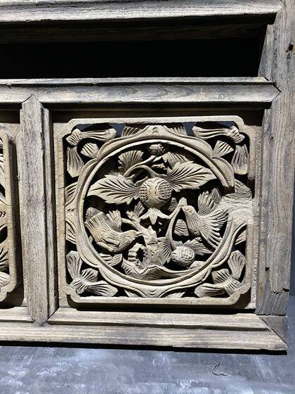 Ming Dynasty flower and grass pattern old wood carving figure flower window old wood carving antique antique collection pendant hanging screen club teahouse