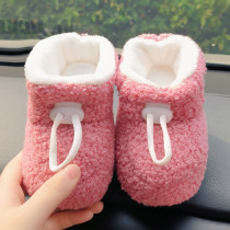 Autumn Winter Newborn Baby Shoes Soft Bottom Warm Plus Suede Thickened Double Face Suede Baby Steps Front Cotton Shoes Stockings Cotton Boots