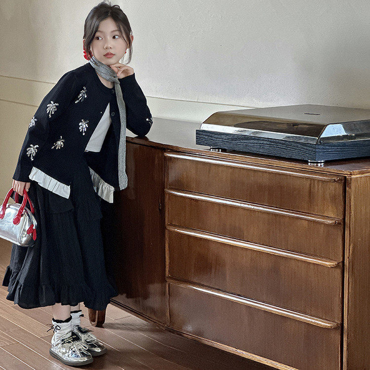 2026春季新款洋气女童亮片刺绣开衫花边裙套装,淘宝优惠券,粉丝福利购,淘宝优惠卷