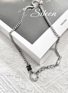 轻奢高级感男士项链不掉色极简锁扣链 潮男小众设计高级防水防汗