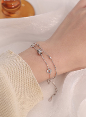 S999足银小蛮腰手链女 双层几何设计 轻奢小众简约气质手饰