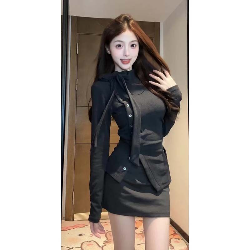 法式半高领绑带衬衫女2025秋冬季新款气质收腰开叉打底衣D4474,淘宝优惠券,粉丝福利购,淘宝优惠卷