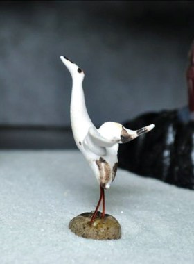 天然中式风微景观松龄鹤寿摆件