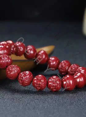 纯天然原矿朱砂抱抱佛手串男女护身符笑佛弥勒佛纳福本命年转运珠