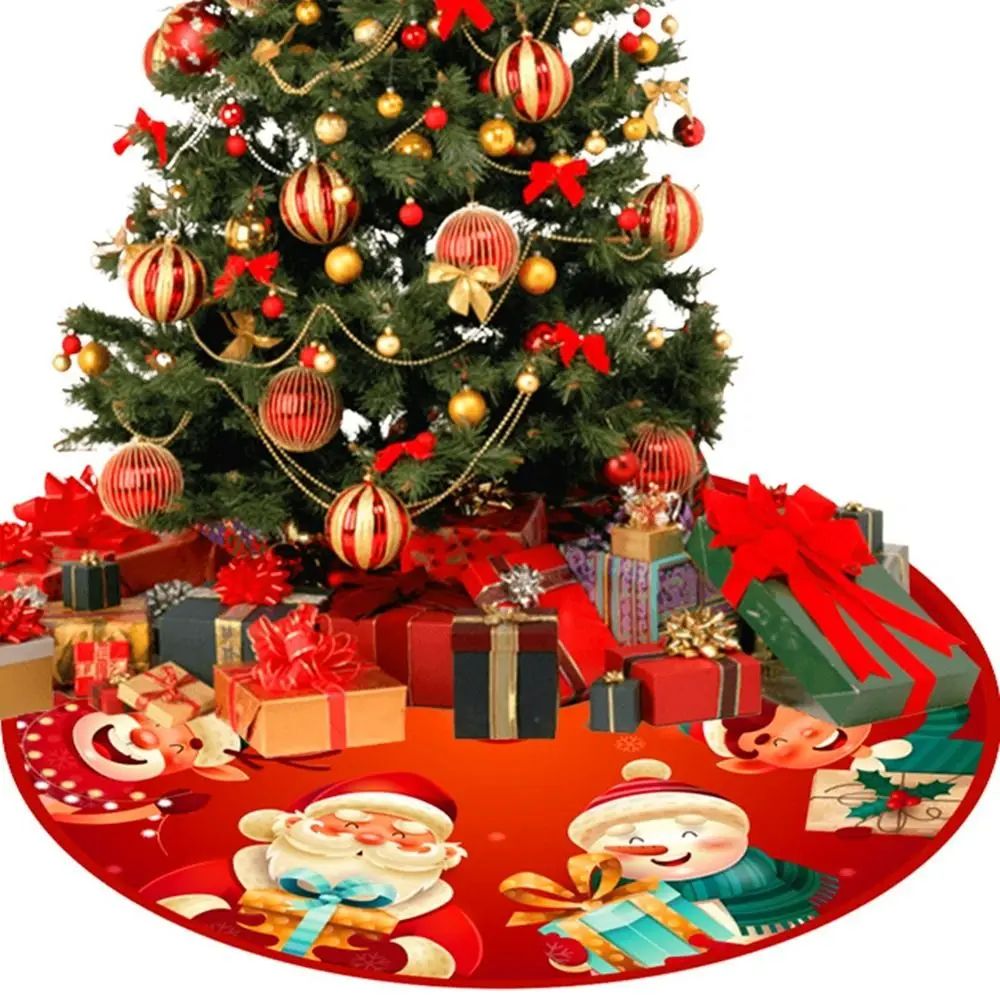 90CM Cartoon Christmas Tree Skirt Crafts Tree Surround Base - 图3