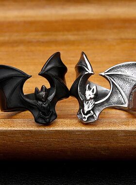Fashion Gothic Bat Ring For Men Women 316L Stainless Steel O