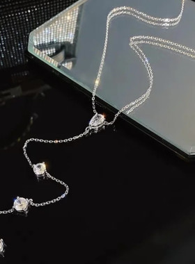 锆石锁骨链女士设计感流苏项链