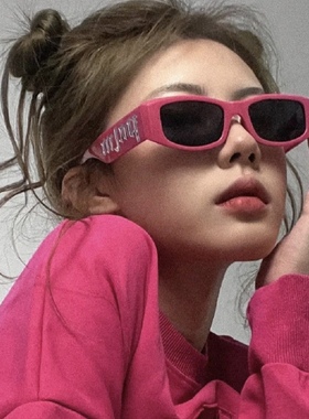 CDLM陈大刘芒 小框嫩粉色字母太阳镜欧美ins网红朋克潮Y2K墨镜