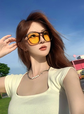 CDLM陈大刘芒 折叠墨镜女高级感ins防紫外线强光大脸显瘦太阳眼镜