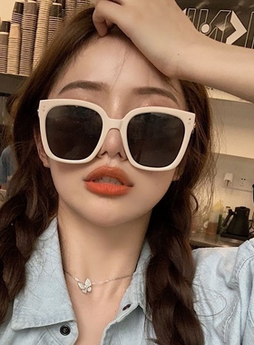 CDLM陈大刘芒 太阳镜韩版潮墨镜米白色方框Jennie同款大脸欧美