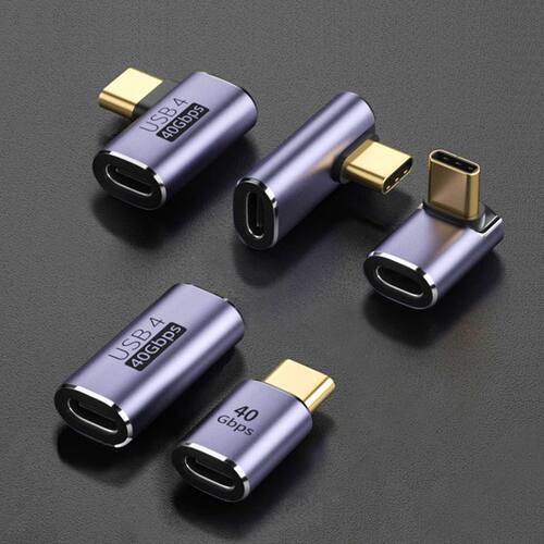 USB转接头Typec公对母转公母90度直角L形U型立式弯头电脑4雷电3 - 图0