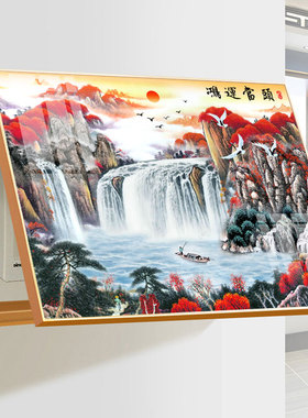 中式免打孔电表箱遮挡装饰画