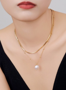 天然巴洛克淡水珍珠项链