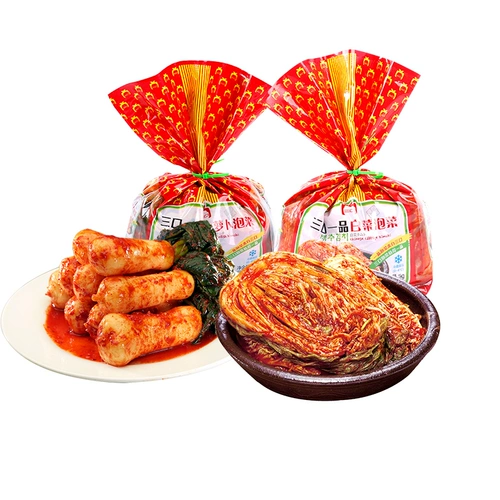 三口一品 Острый капуста Qimchi Корейский янбийский редька кубики кислые и сладкие рот янбийский корейский корейский стиль блюда риса