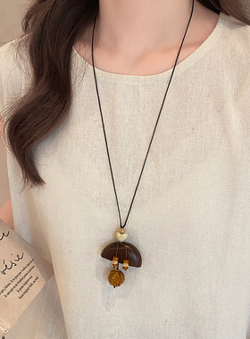 新中式植物果壳爱心串珠项链女