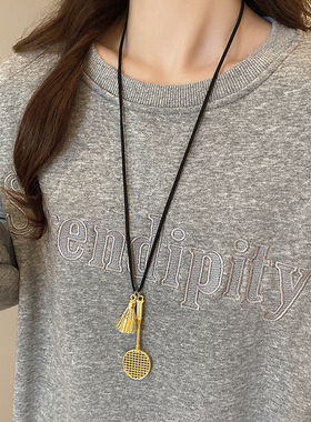 迷你羽毛球拍金属毛衣项链女