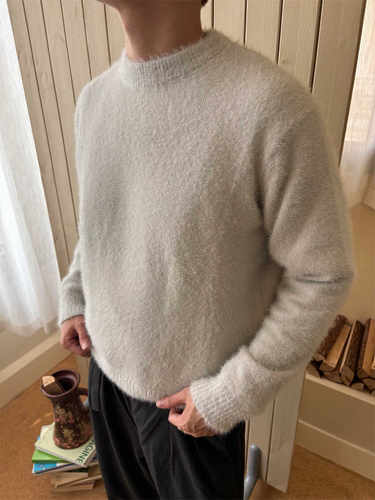 2Messages软糯重磅仿貂毛短宽立体剪裁圆领毛衣细针亲肤马海毛 - 图2